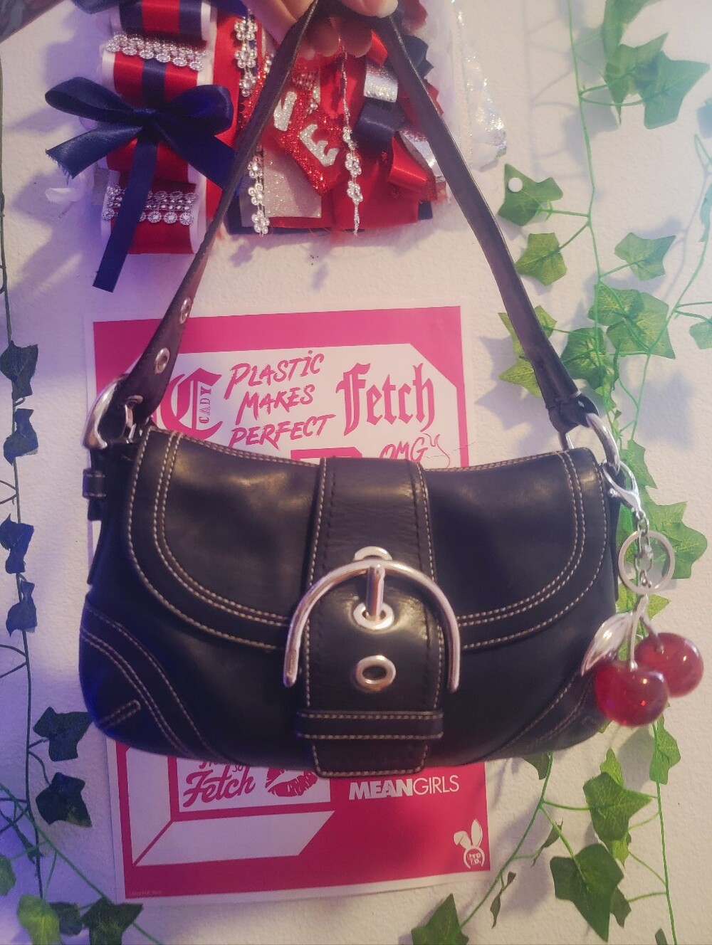 Y2k Coach Soho Mini Big Buckle Shoulder Bag Contrast Stitch Vtg